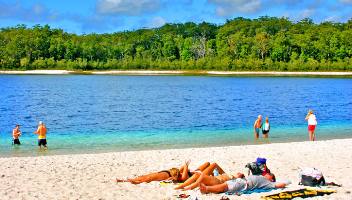 Lake McKenzie a popular tourist attraction on Fraser Island