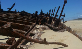 rusty hull of the maheno wreck