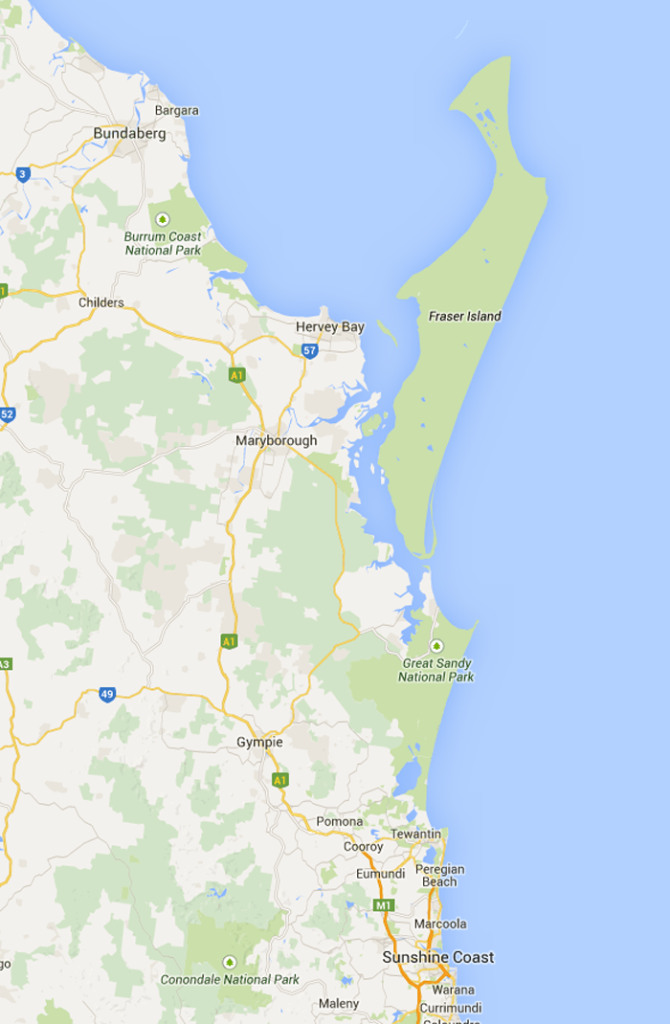 Map Of Fraser Island   Map Of Fraser Zoomed 670x1024 