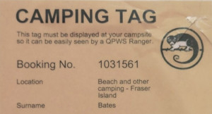 camping permit tag