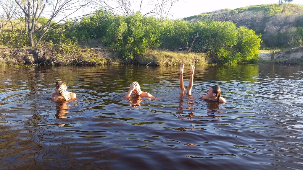 swimming in the tannin coloured water of Orange creek