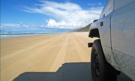 driving on the sand on fraser island